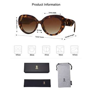 SOJOS Retro Cat Eye Polarized Sunglasses Womens Vintage Shades Trendy Designer Sun Glasses UV Protection SJ2261 with Tortoise/Brown Lens