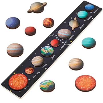 Zeoddler Solar System Puzzle for Kids 3-6, Wooden Space Toys for Kids, Planets for Kids, Preschool L...