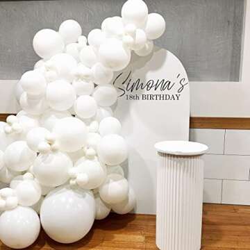 KBZVNAF White Balloons Latex Party Balloons - 50 Pack 12 inch Helium Matte White Balloons for Wedding Graduation Baby Shower Birthday Anniversary Party Decorations