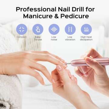 Electric Nail Drill File Professional: for Acrylic Gel Dip Powder Nails Portable Nail Drill Machine Kit Manicure Pedicure Tools Polishing Set with Nail Drill Bits Sanding Bands