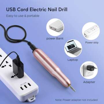 Electric Nail Drill File Professional: for Acrylic Gel Dip Powder Nails Portable Nail Drill Machine Kit Manicure Pedicure Tools Polishing Set with Nail Drill Bits Sanding Bands