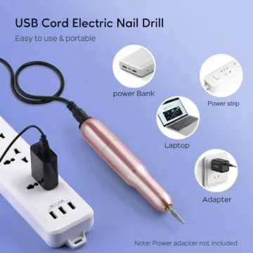 Electric Nail Drill File Professional: for Acrylic Gel Dip Powder Nails Portable Nail Drill Machine Kit Manicure Pedicure Tools Polishing Set with Nail Drill Bits Sanding Bands