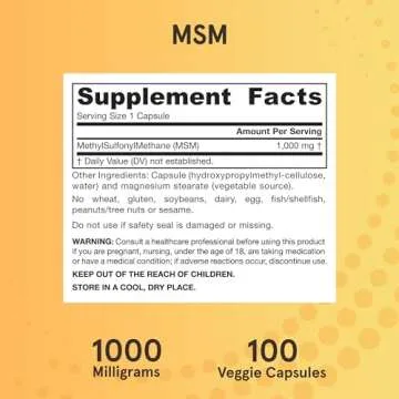 Jarrow MSM Capsules 1000mg for Joint Health Support 100ct