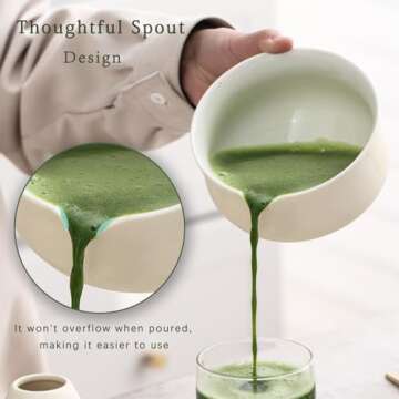 Ochcahser Matcha Set, Japanese Tea Set Includes Matcha Bowl with Spout, Matcha Whisk Holder (chasen), Bamboo Matcha Whisk and Bamboo Scoop, Ceramic Matcha Kit for Tea Lovers