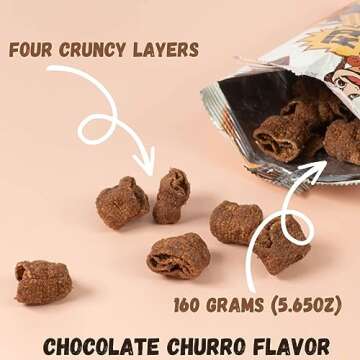 Turtle Chips, Big 5.65oz (160 Grams) 3 Packs, Turtle Chip Choco Churro Flavor, Crunchy Snack Perfect...