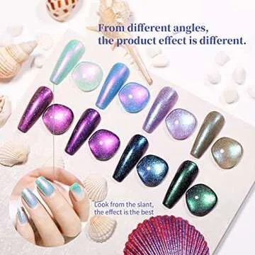 BORN PRETTY Shell Nail Polish Glitter Pearl Nail Polish Set Polarized Glimmer Shiny Glitter Nail Polish Varnish 4 Bottles Nail Art Manicure Set