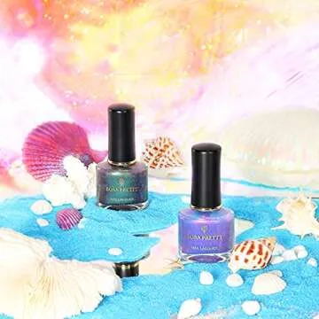 BORN PRETTY Shell Nail Polish Glitter Pearl Nail Polish Set Polarized Glimmer Shiny Glitter Nail Polish Varnish 4 Bottles Nail Art Manicure Set