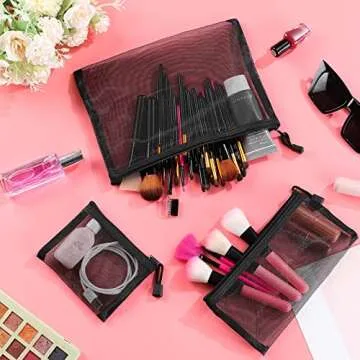 15 Versatile Mesh Zipper Bags for Makeup and Travel
