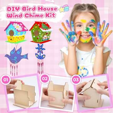 Luucio Wooden Painting Craft Kit - Glow in The Dark Wood Slices Crafts and Birdhouse Ornaments, Crea...