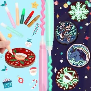 Luucio Wooden Painting Craft Kit - Glow in The Dark Wood Slices Crafts and Birdhouse Ornaments, Creative Art Toys for 5, 6, 7, 8, 9, 10, 11, 12 Year Old Kids, Christmas Gifts Ideal