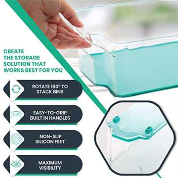 Stackable Clear Fridge Organizer Bins for Kitchen Storage