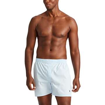 POLO Ralph Lauren Men's Classic Fit Cotton Woven Boxers 3-Pack, White/Cruise Navy, Light Blue/Cruise Navy, Cruise Navy/Sporting Royal-3 Pack, Large