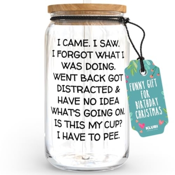 KLUBI I Came I Saw I Forgot Cup 16oz Glass 60th Birthday Gifts for Women Birthday Gifts for Men Gran...