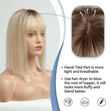EMMOR Hair Toppers for Women - Natural 150% Density Human Hair