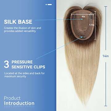 EMMOR Hair Toppers for Women - Natural 150% Density Human Hair