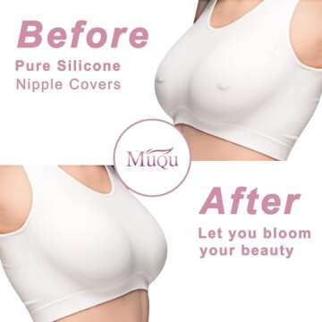 MUQU Cakes Nipple Covers Breast - No Show Pasties Reusable Women Sticky Seamless Silicone Breast Covers 2 Pairs Petals
