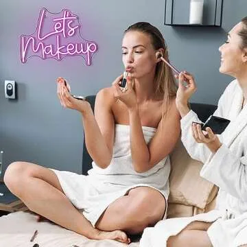 WLHOPE Let’s Makeup Neon Sign Pink Led Neon Signs for Wall Decor, Make up Neon Signs USB Powered Letter Neon Light Signs for Bedroom Girls Room Beauty Salon Makeup Room Bar Party Gift