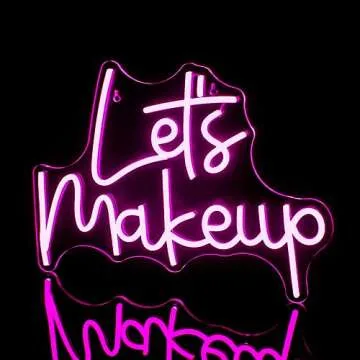 WLHOPE Let’s Makeup Neon Sign Pink Led Neon Signs for Wall Decor, Make up Neon Signs USB Powered Letter Neon Light Signs for Bedroom Girls Room Beauty Salon Makeup Room Bar Party Gift