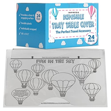 IMPRESA Disposable Airplane Tray Covers for Kids 24 Pack