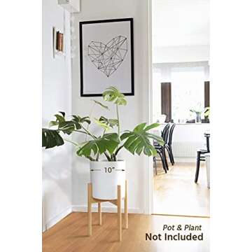Mkono Plant Stand Mid Century Wood Flower Pot Holder (Plant Pot NOT Included) Modern Potted Stand In...