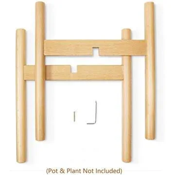 Mkono Plant Stand Mid Century Wood Flower Pot Holder (Plant Pot NOT Included) Modern Potted Stand Indoor Display Rack Rustic Decor, Up to 10 Inch Planter, Natural