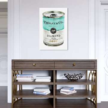 The Oliver Gal Artist Co. Fashion and Glam Wall Art Canvas Prints 'Priceless Can' Home Décor, 16 in x 24 in, Blue, White