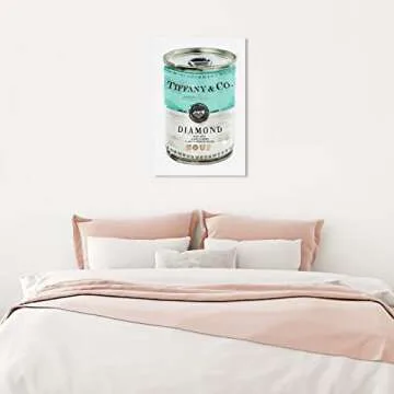 The Oliver Gal Artist Co. Fashion and Glam Wall Art Canvas Prints 'Priceless Can' Home Décor, 16 in x 24 in, Blue, White