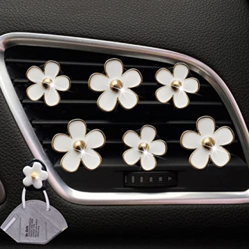 Elegant Rhinestone Daisy Car Air Vent Clips for Women