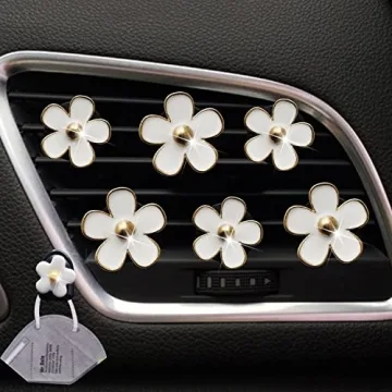 Elegant Rhinestone Daisy Car Air Vent Clips for Women