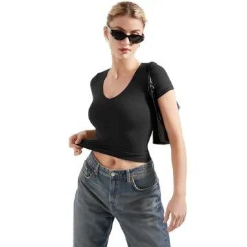 Double Lined Fitted Women's V Neck Tee Shirt - SUUKSESS