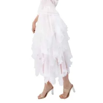 C-ZOFEK Tiered Tulle Skirt - Ruffle Midi Dress Up Smart