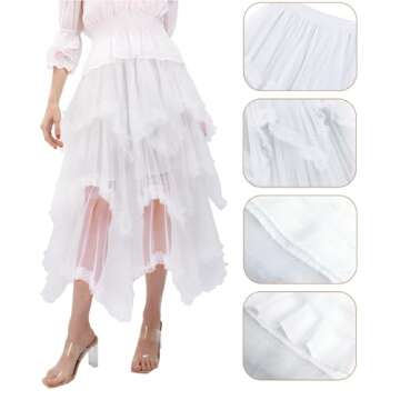 C-ZOFEK Tiered Tulle Skirt - Ruffle Midi Dress Up Smart