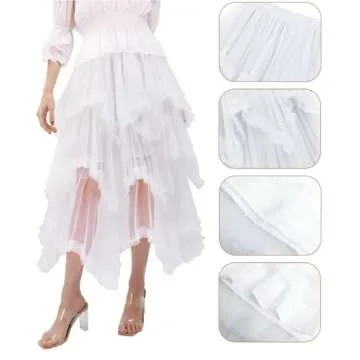 C-ZOFEK Tiered Tulle Skirt - Ruffle Midi Dress Up Smart