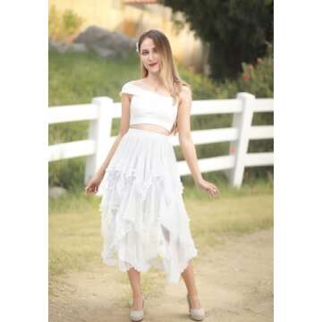 C-ZOFEK Tiered Tulle Skirt - Ruffle Midi Dress Up Smart