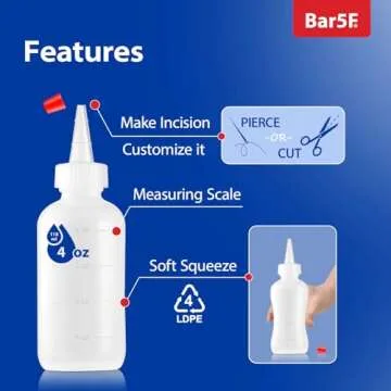 Soft Squeeze Hair Applicator Bottle for Hair Treatment, Scalp Oil, Root, Color, 4 Ounce Translucent with Measuring Scale and Cap, BPA Free, 2 Pack