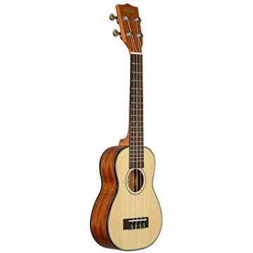 Kala KA-SSLNG Solid Spruce Mahogany Long Neck Soprano Ukulele Bundle with Hard Case, Tuner, Austin Bazaar Instructional DVD, and Polishing Cloth
