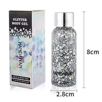 GL-Turelifes Mermaid Sequins Chunky Glitter Liquid Eyeshadow Glitter Body Gel Festival Glitter Cosmetic Face Hair Nails Makeup Long Lasting Sparkling 30g