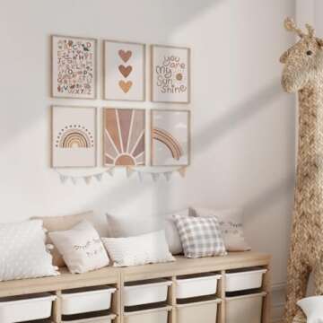 Canssape Set of 6 Baby Nursery Room Decor for Girl 8"x10" You Are My Sunshine Wall Decor | Boho Rain...