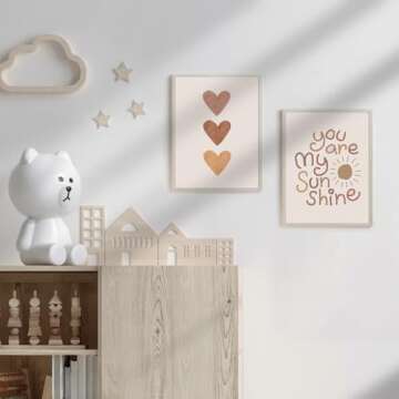 Canssape Set of 6 Baby Nursery Room Decor for Girl 8"x10" You Are My Sunshine Wall Decor | Boho Rainbow Decor for Girls Bedroom | Alphabet Watercolor Kids Wall Decor Nursery Wall Art Prints (Unframed)