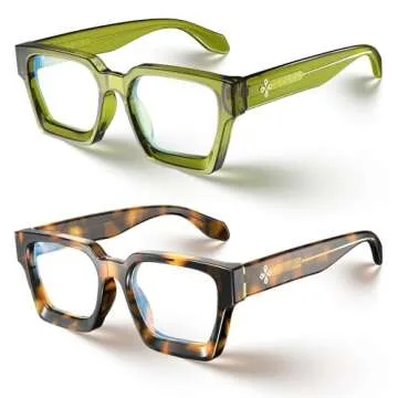 VISOONE 2 Pack Blue Light Blocking Glasses for Trendy Eye Protection