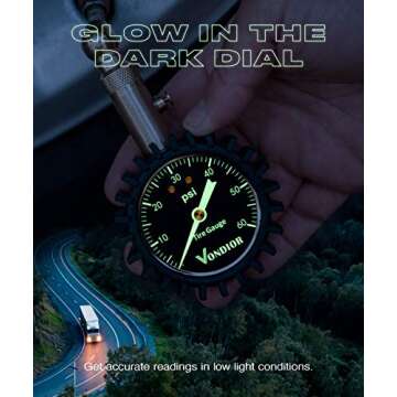 Vondior Tire Pressure Gauge - Accurate & Easy to Read