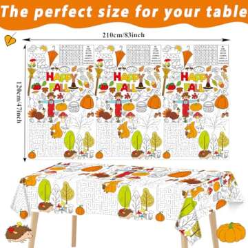 Qyeahkj Giant Thanksgiving Fall Coloring Tablecloth - A Creative Autumn Experience