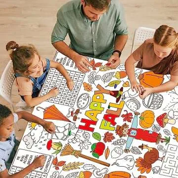 Giant Thanksgiving Fall Coloring Tablecloth - Family Fun