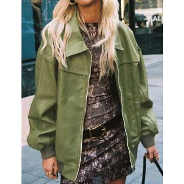 Stylish EsheSy Women's Oversized Faux Leather Jacket