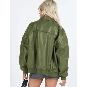 Stylish EsheSy Women's Oversized Faux Leather Jacket