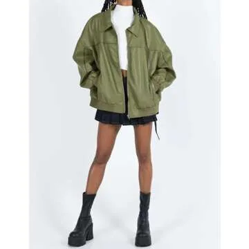 Stylish EsheSy Women's Oversized Faux Leather Jacket