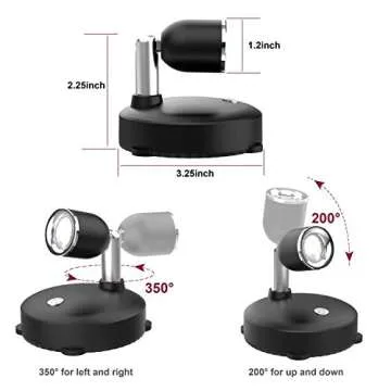 LED Spotlight, Battery Operated Lights with Remote Control, Dimmable Mini Accent Lighting for Picture Closet Artwork (Black)…