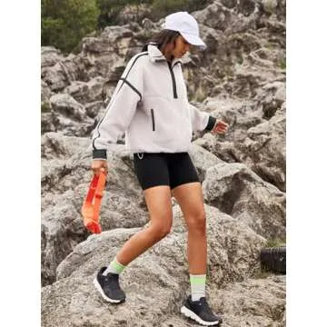 Panadila Womens Half Zip Sherpa Fleece Pullover Soft Oversized Sweatshirt with Pockets Warm Fuzzy Sweater (White,S)