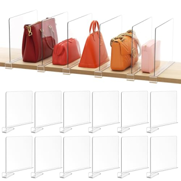 HBlife 12 Pack Clear Shelf Dividers, Vertical Purse Organizer for Closet Perfect for Sweater, Shirts...