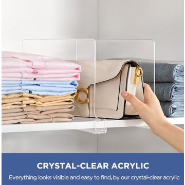 HBlife 12 Pack Clear Shelf Dividers for Ultimate Organization